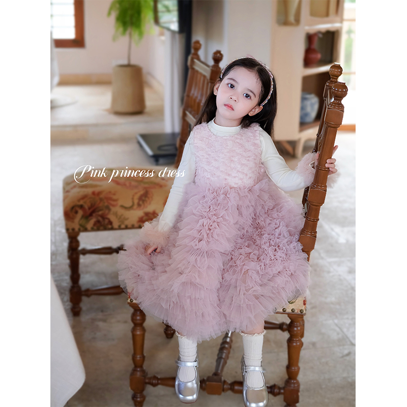 Domikids女童网纱公主蓬蓬裙2025年秋季新款小女孩生日花童礼服裙