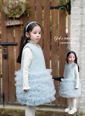 Domikids女童秋冬连衣裙2025女宝韩版毛呢夹棉公主裙宝宝礼服裙子