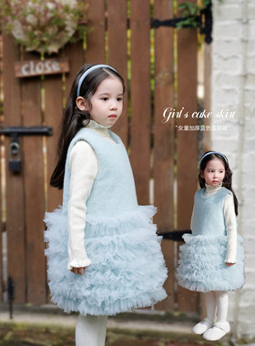 Domikids女童秋冬连衣裙2025女宝韩版毛呢夹棉公主裙宝宝礼服裙子