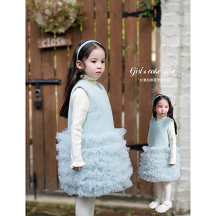 Domikids女童秋冬连衣裙2025女宝韩版毛呢夹棉公主裙宝宝礼服裙子