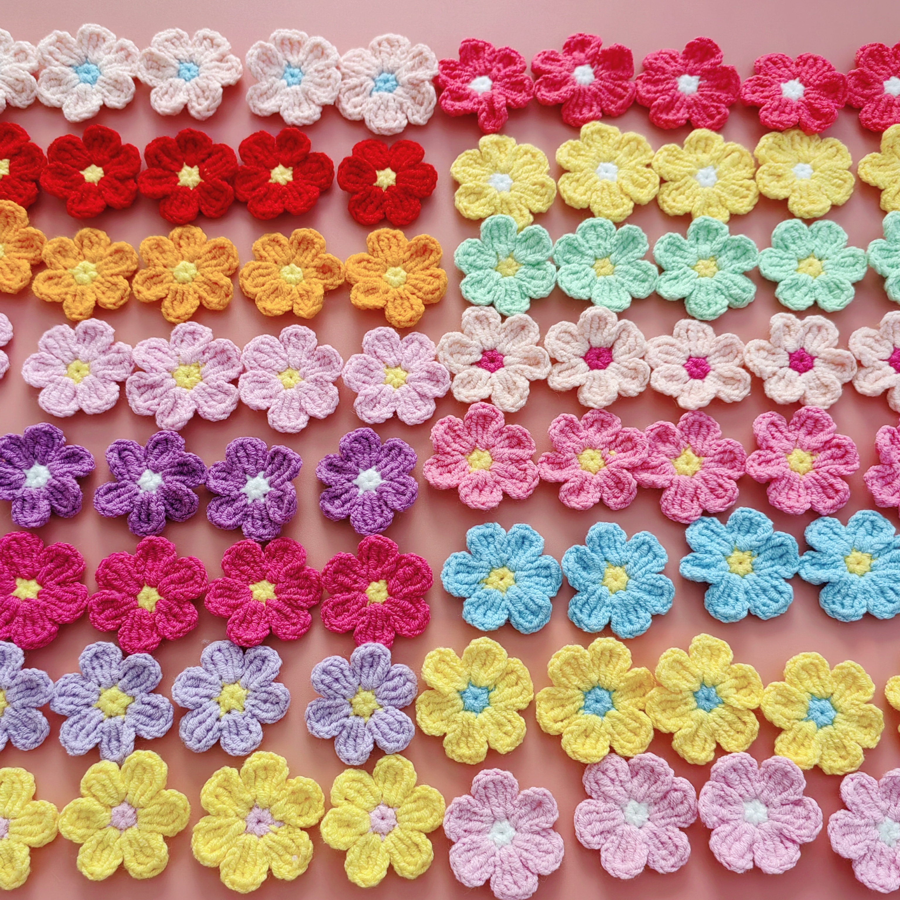 毛线花朵手工半成品勿忘我钩针小花diy编织服装帽子配饰裸花3.5cm