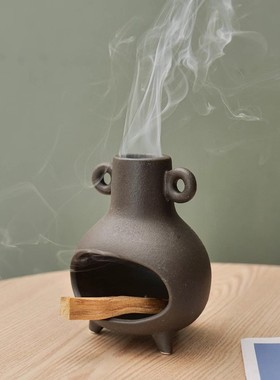 陶瓷香炉陶瓷香薰Palo Santo holder秘鲁圣木燃烧盘托盘圣木燃烧