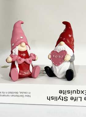 跨境新品情人节小矮人精灵装饰品圣诞老人公仔摆件家居桌面礼物