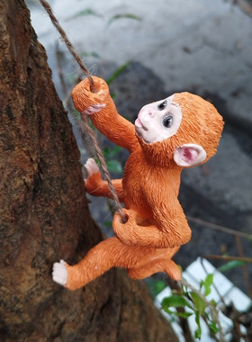跨境爆款攀爬小猴子小松鼠花盆挂件阳台庭院花园户外园林装饰摆件
