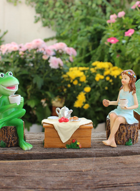 花仙子和青蛙话茶会户外装饰品