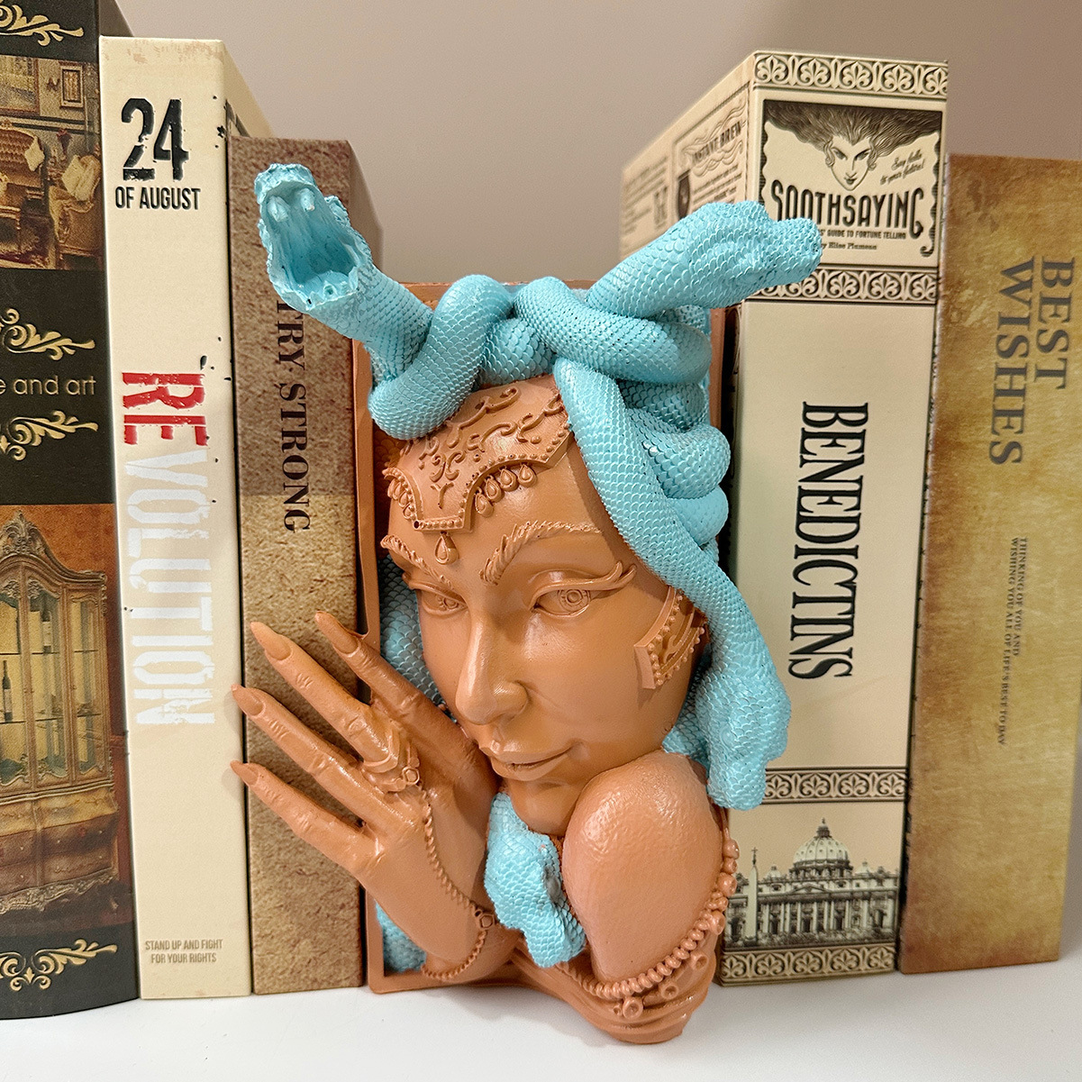 Medusa Book nook跨境美杜莎书角书立书架幻想书架图书树脂摆件