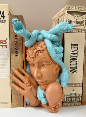 Medusa Book nook跨境美杜莎书角书立书架幻想书架图书树脂摆件