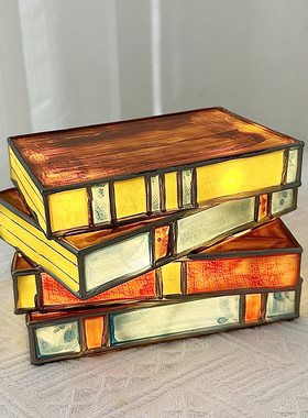 跨境彩色书本树脂台灯创意床头BOOKS LAMP彩色叠书灯桌面家居台灯