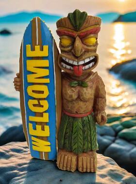 跨境亚马逊图腾手工户外冲浪板款花园装饰玛雅部落人树脂摆件