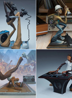 欧式B-boy嘻哈元素Artist雕塑DJ艺术家仿真西海岸树脂工艺品摆件