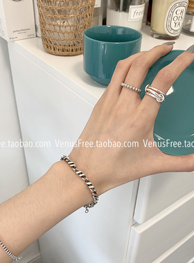 ins两款选多层加粗纯银圆珠戒指