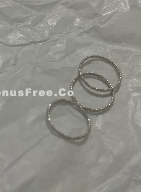 意大利进口 波光粼粼巨闪925纯银超细戒指环素圈叠戴尾戒银饰简约