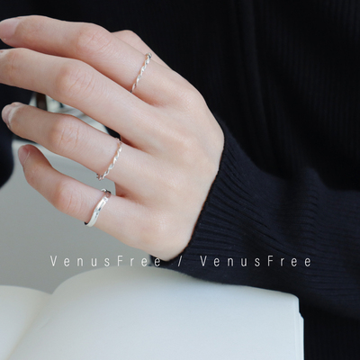 3/8新品提前加购| 925纯银闪闪光泽波浪细戒指/异形尾戒