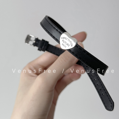 925纯银爱心真皮choker项链项圈