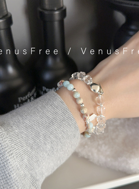 925纯银寿山石透明水晶手链