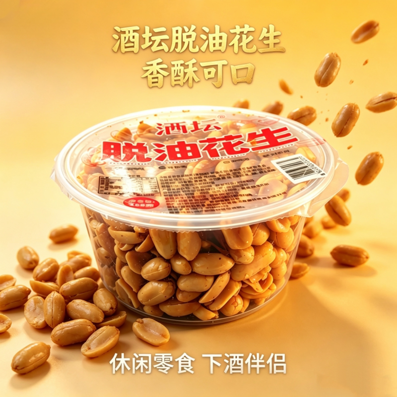 酒坛现捞脱油去壳熟花生米五香麻辣酥脆可口追剧解馋下酒零食去皮
