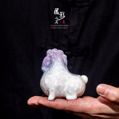 窑变结晶釉马茶宠摆件