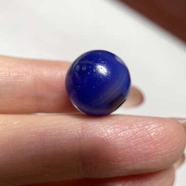 百年宝石蓝色老玛瑙圆珠14mm念珠手链手串多宝老珠子单珠配珠1284