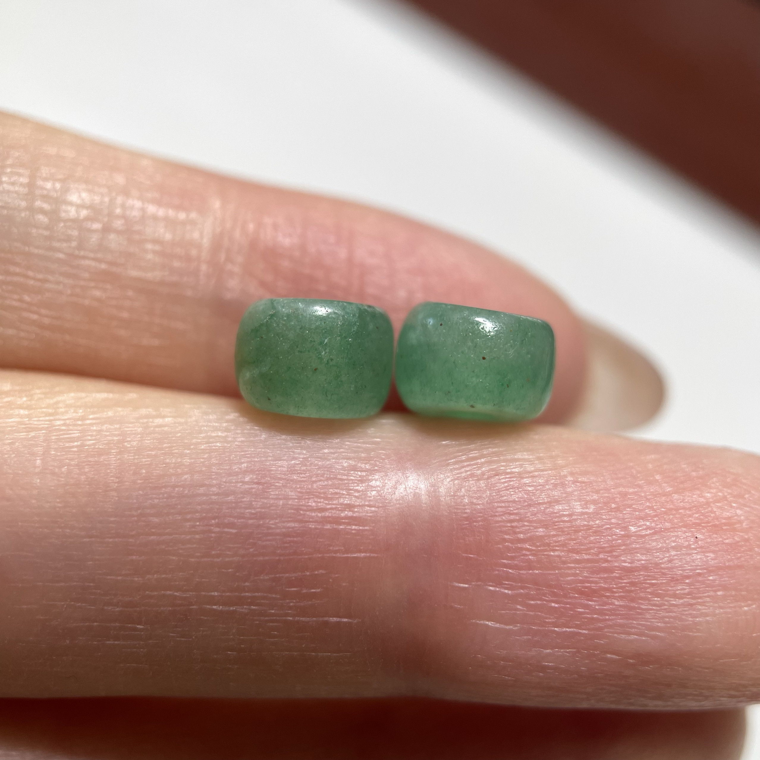 老东陵玉碧色小剁珠一对7.8mm 念珠手串手链diy桶珠配珠配饰 976