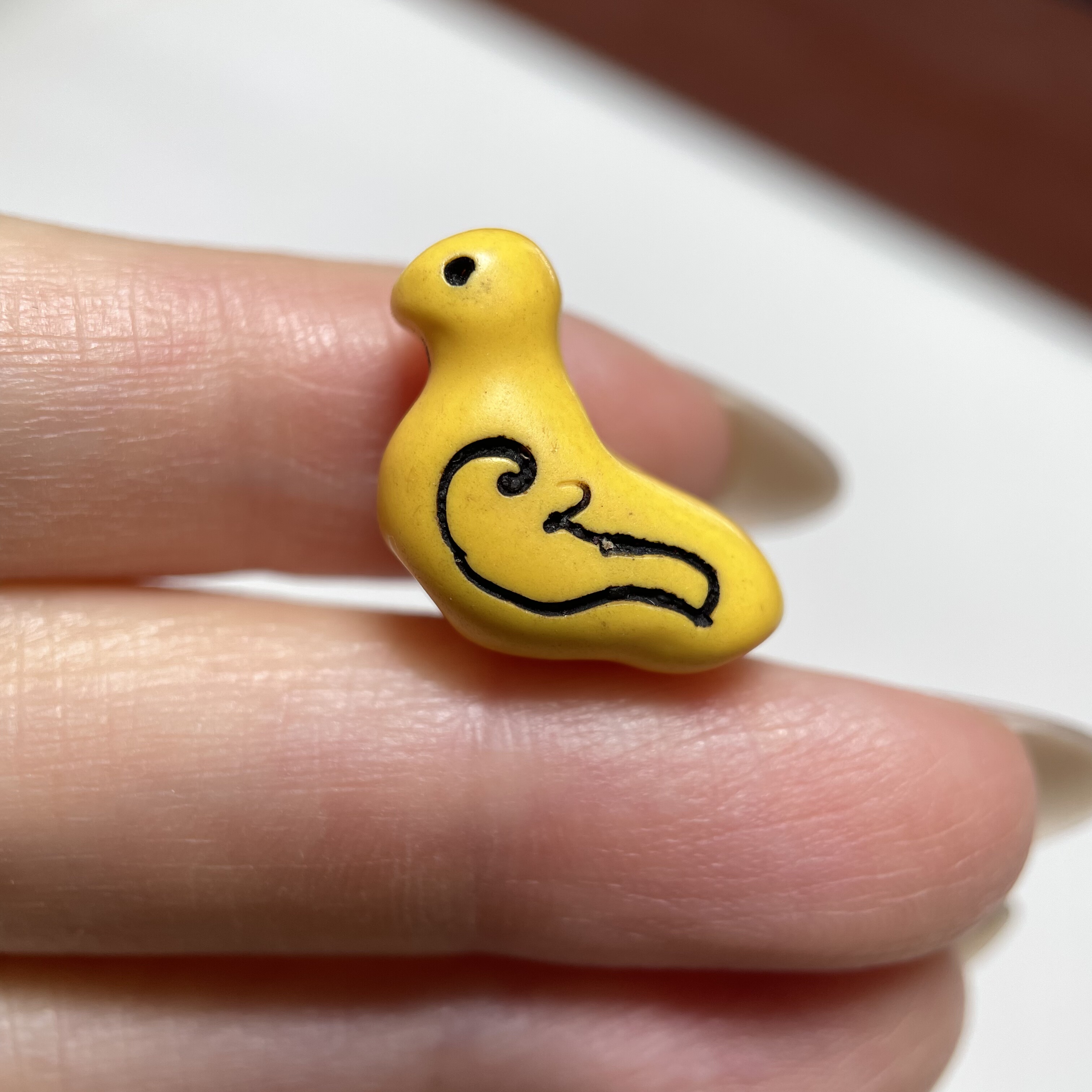 西藏老黄料吉祥小鸟卡子18.3mm 念珠手串diy配珠配饰元素侧挂1382