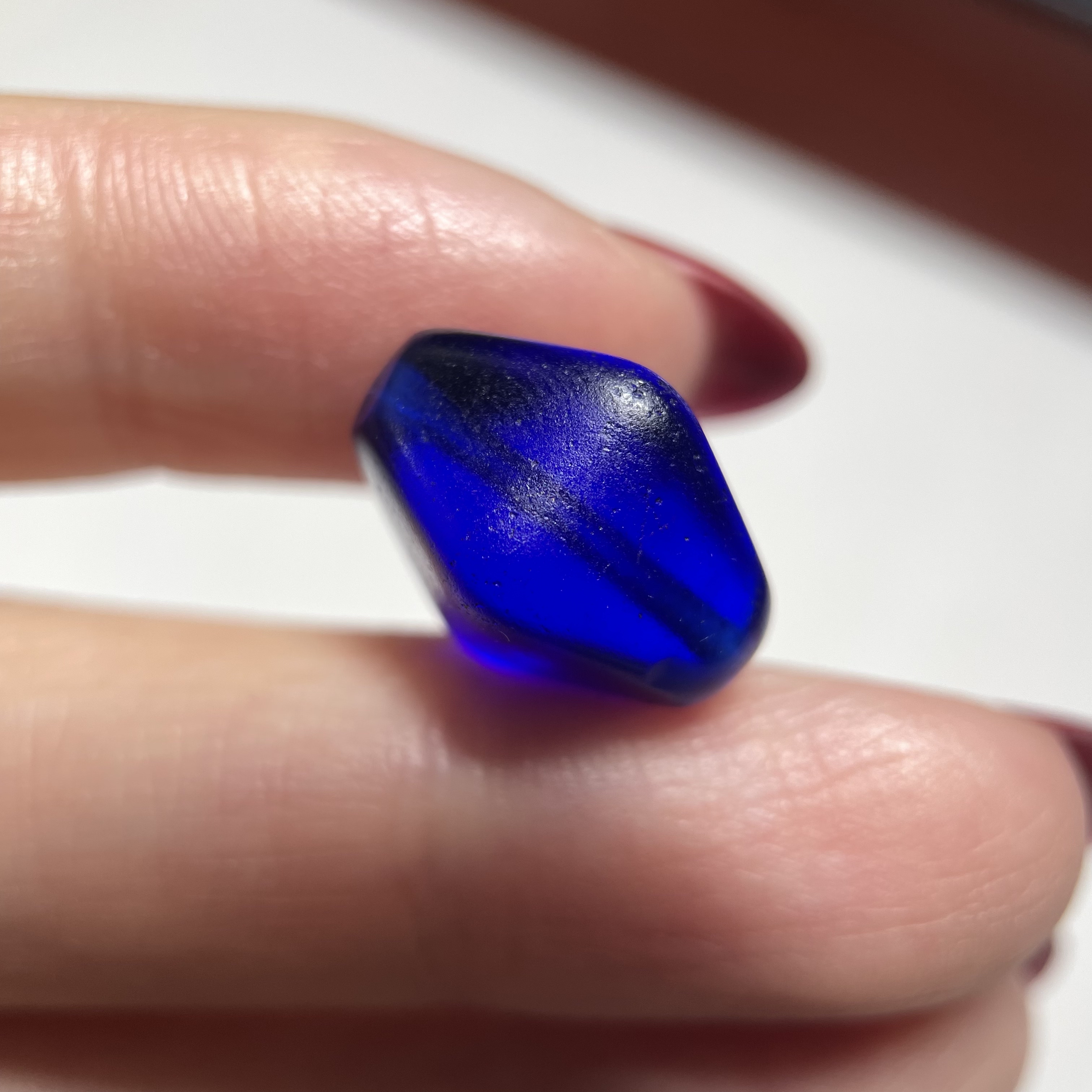 糖果色系润透宝石蓝老琉璃多棱小勒子15.3mm 配珠配饰diy老珠2179
