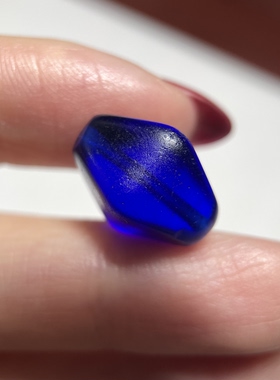 糖果色系润透宝石蓝老琉璃多棱小勒子15.3mm 配珠配饰diy老珠2179
