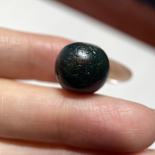 藏传百年朱砂绿老玛瑙圆珠13.2mm 1536 念珠手串多宝老珠配珠单珠