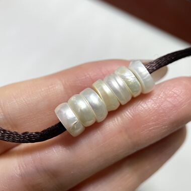 西藏藏地百年老珍珠7颗8mm 念珠手串diy直切剁珠隔珠腰珠配饰 596