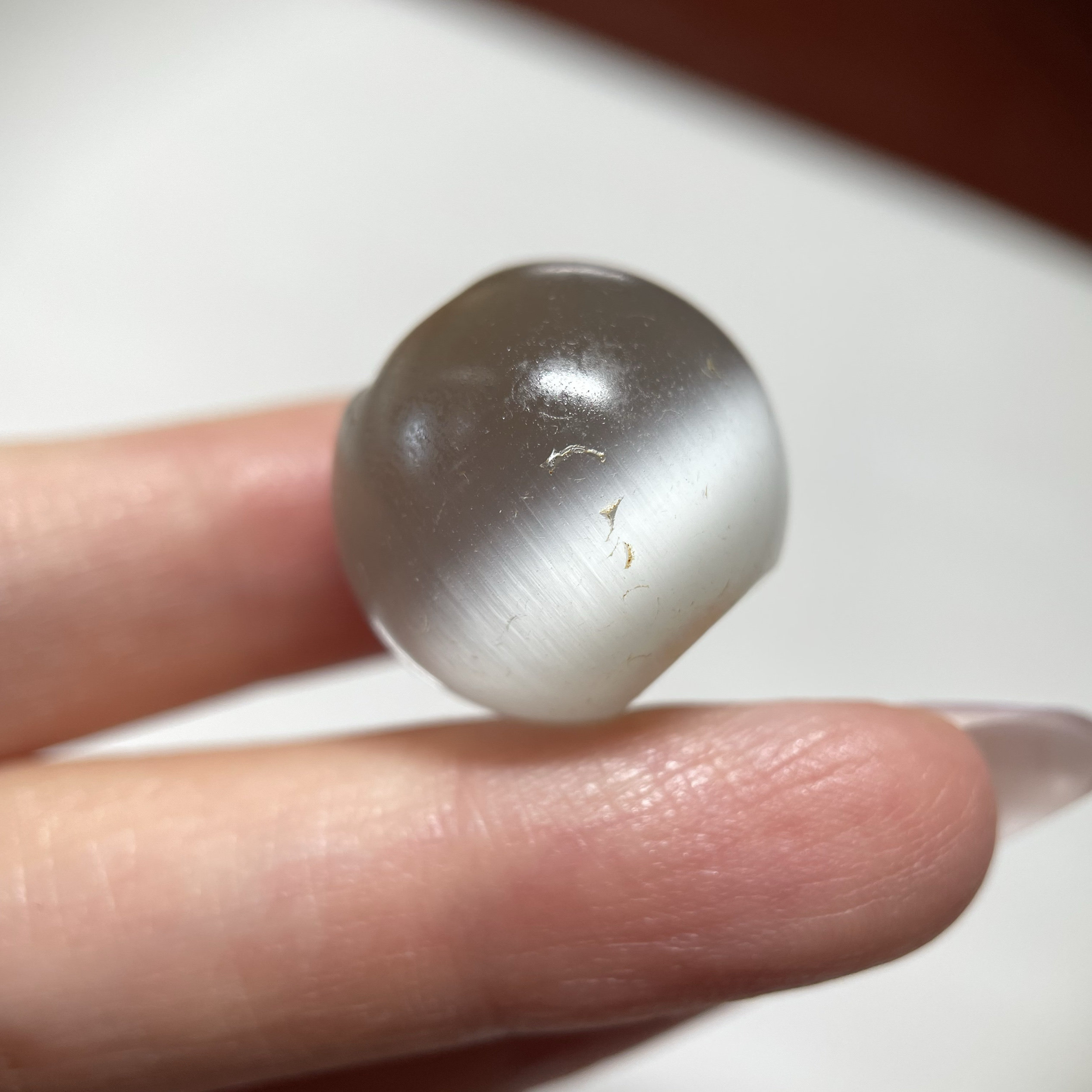 月光白老玉髓虎眼石圆珠19.3mm 大尺寸念珠多宝配珠配饰单珠 448