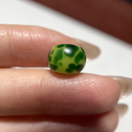 清代百年老点彩绿琉璃单珠11mm 星月紫檀金刚diy配珠配饰老珠1802