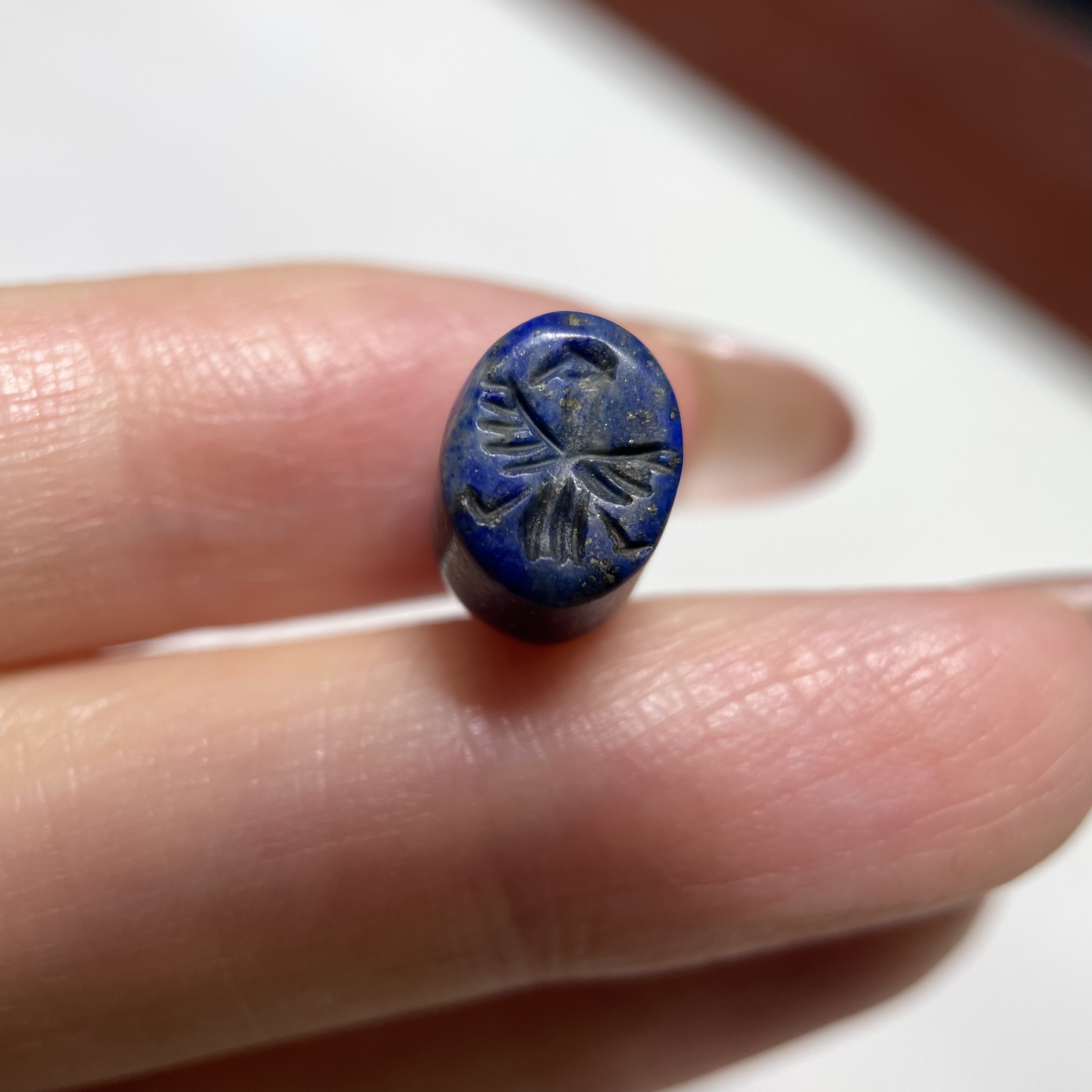 萨珊王朝青金石精美小印章9.5mm 手工錾刻念珠手串卡子老珠 1260
