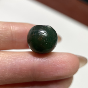 百年翡翠绿老玛瑙圆珠13.5mm 大孔道手串念珠多宝老珠子配珠 410