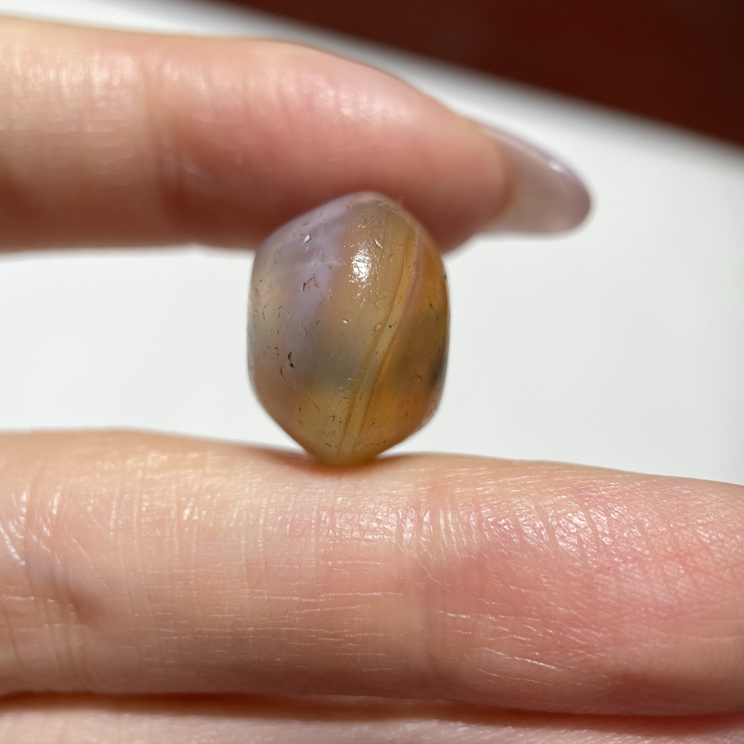 百年奶沁高油老玉髓玛瑙车轮珠16mm 润透手串配珠文玩饰品老珠177