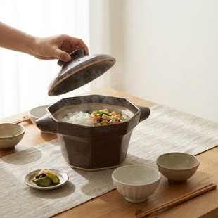 日本原装进口独步炎陶锅藤井博文作八角土锅耐高温陶锅炖锅煲仔饭