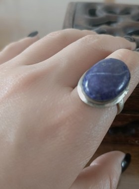 谜篱精品民族风尼泊尔手工镶嵌天然青金石戒指环