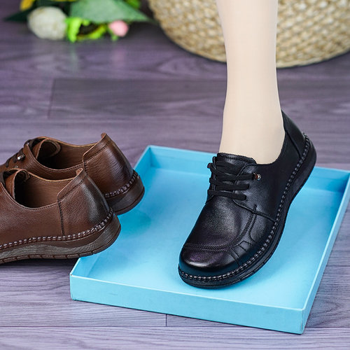 真皮牛筋软底软面舒适轻便妈妈鞋