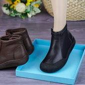 妈妈鞋 头层牛皮松糕厚底高帮单鞋 软底软面坡跟舒适时尚 新款 女秋季