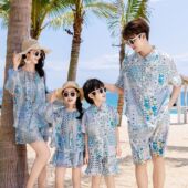 海边沙滩亲子装 2026新三亚一家三口四口全家旅游度假母女家庭套装