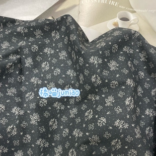 橘喵jumiao全棉墨青色小碎花韩系复古秋冬款面料手工diy化妆包料