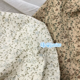 橘喵jumiao秋冬加厚双层纱复古碎花全棉面料柔软手工diy发圈礼盒