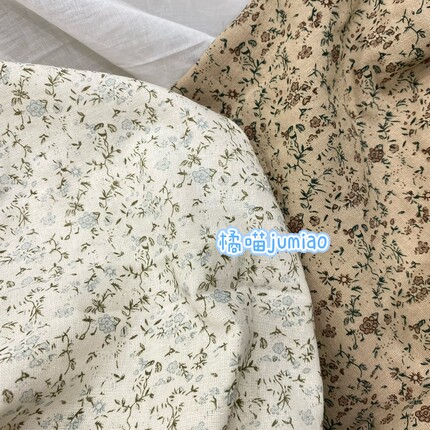 橘喵jumiao秋冬加厚双层纱复古碎花全棉面料柔软手工diy发圈礼盒