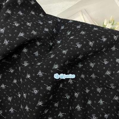 橘喵jumiao黑底银星碎花复古暗纹软糯手工diy服装半裙面料发圈秋