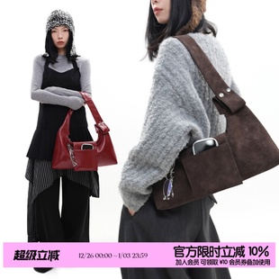 简着 五色小号盖斯特铆钉可拆卸刘海通勤2用单肩腋下斜挎包 原创