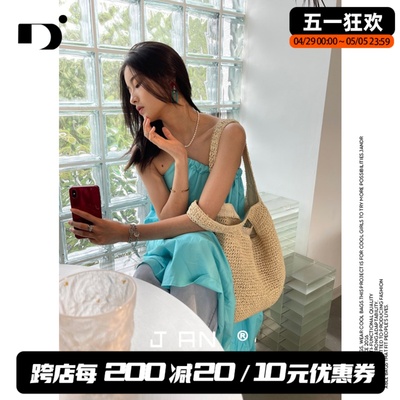 JANDRESS沙滩度假风拉菲草编包