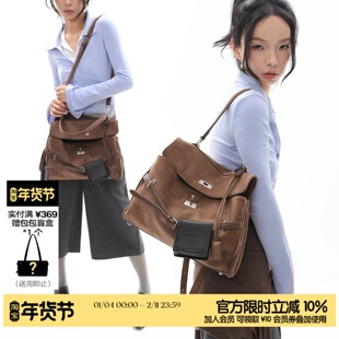 简着25AW 原创 小野棕 凯里尼尼双肩包腋下斜挎3用 麂皮绒公文包