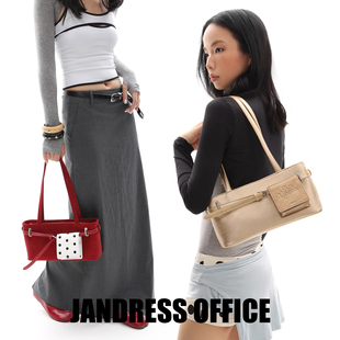 简着 原创 勃艮第红 贝里尼尼摩登通勤皮带装饰单肩腋下包女法棍