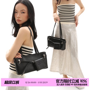 通勤皮带装 做旧擦色贝里尼尼 饰单肩腋下法棍包 原创 简着25SS