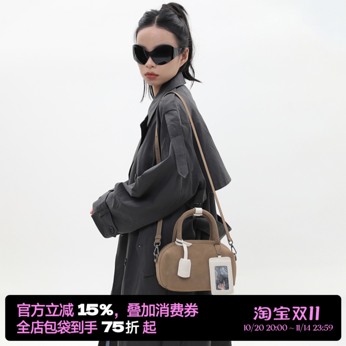 简着塔里浅卡棕斜挎小方包