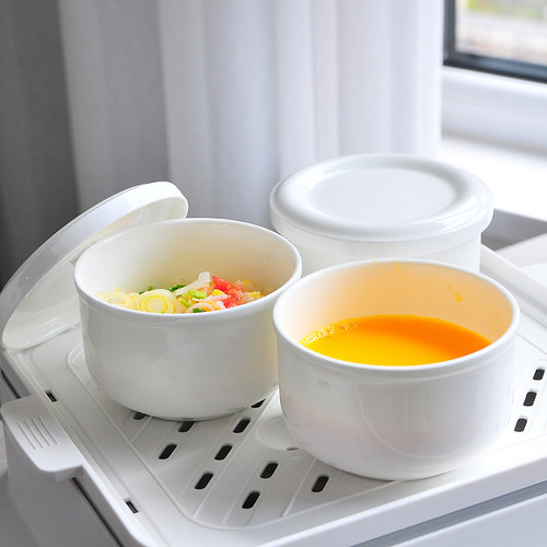 婴儿辅食碗带盖陶瓷骨瓷蒸蛋碗