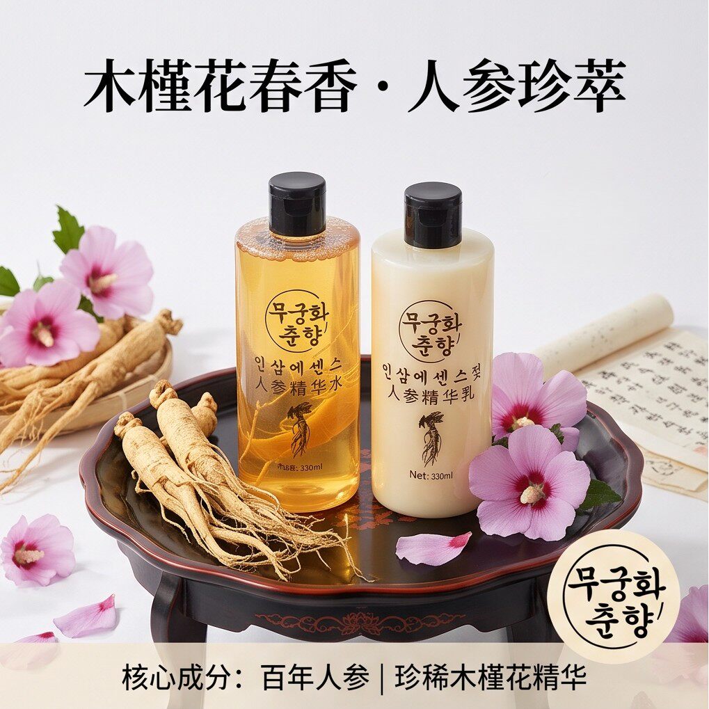 木槿花春香人参精华水乳330ml保湿护肤旅游特产